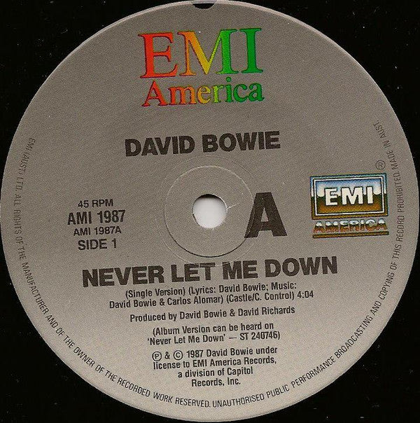 David Bowie : Never Let Me Down (7", Single)