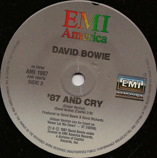 David Bowie : Never Let Me Down (7", Single)