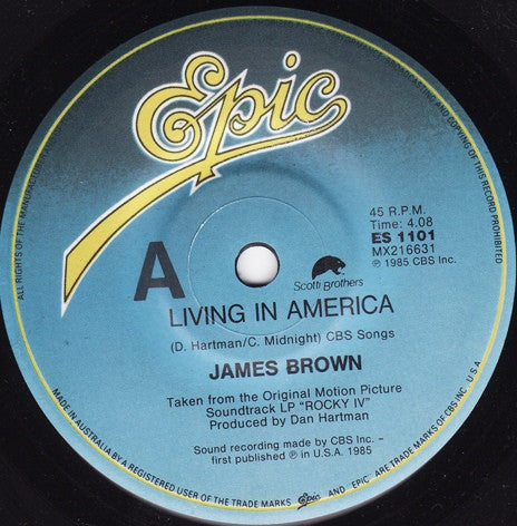 James Brown, Vince DiCola : Living In America / Farewell (7", Single)