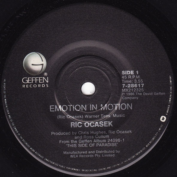 Ric Ocasek : Emotion In Motion (7", Single)