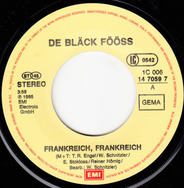 Bläck Fööss : Frankreich, Frankreich (7", Single)