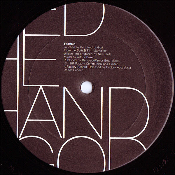 New Order : Touched By The Hand Of God (12")