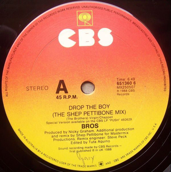 Bros : Drop The Boy (12", Single)