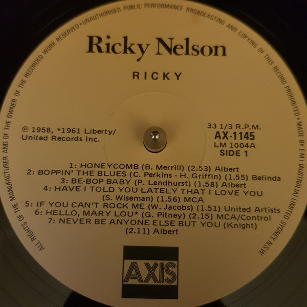 Ricky Nelson (2) : Ricky (LP, RE)