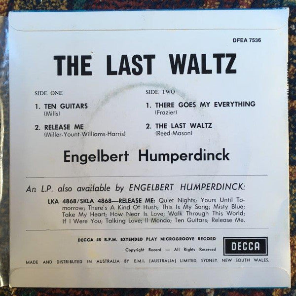 Engelbert Humperdinck : The Last Waltz (7", EP, Mono)