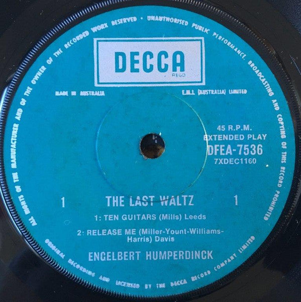 Engelbert Humperdinck : The Last Waltz (7", EP, Mono)