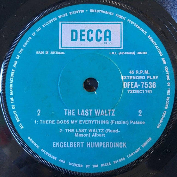 Engelbert Humperdinck : The Last Waltz (7", EP, Mono)