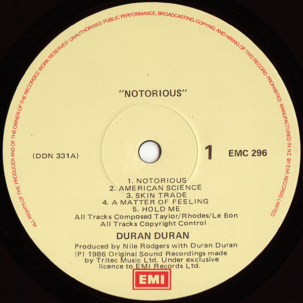 Duran Duran : Notorious (LP, Album)