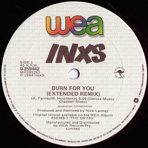INXS : Burn For You (Extended Remix) (12", Single)