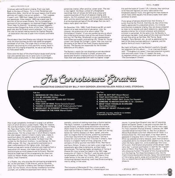 Frank Sinatra : The Connoisseurs' Sinatra (LP, Comp, Mono, Club)