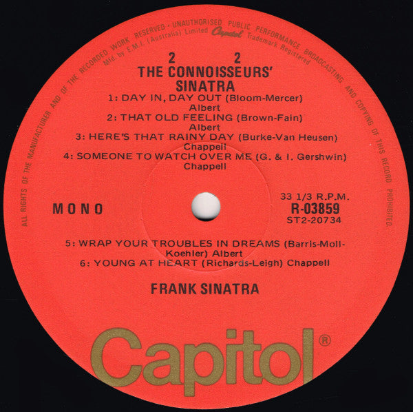 Frank Sinatra : The Connoisseurs' Sinatra (LP, Comp, Mono, Club)
