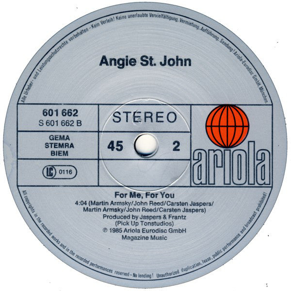 Angie St. John : Letter From My Heart (12", Maxi)