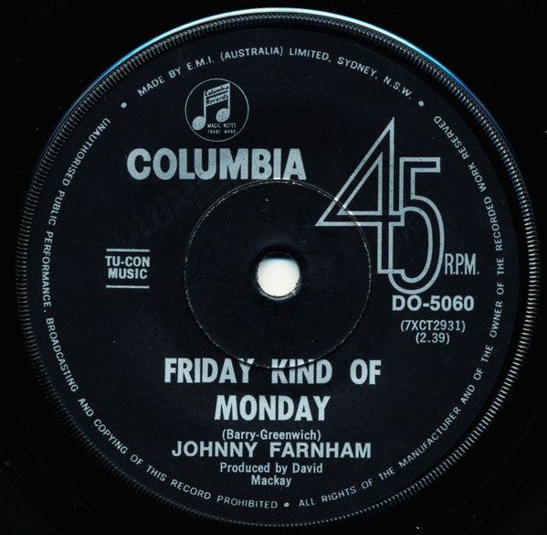 Johnny Farnham* : Underneath The Arches (7", Single, Pic)