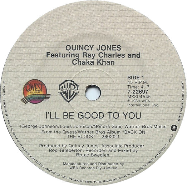 Quincy Jones : I'll Be Good To You (7")