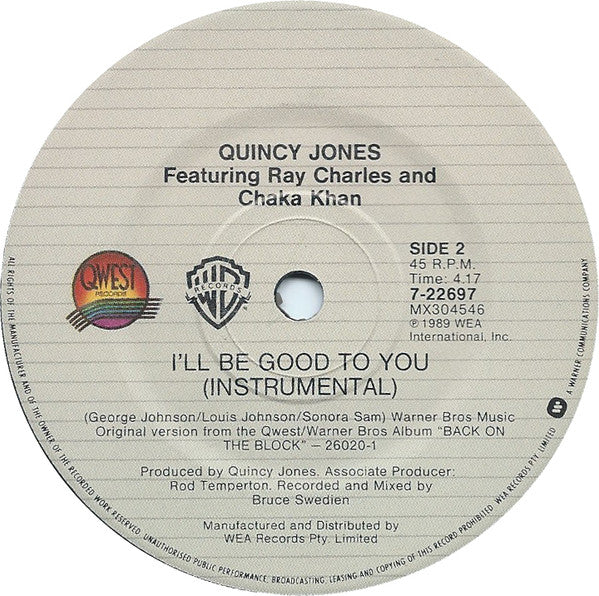 Quincy Jones : I'll Be Good To You (7")