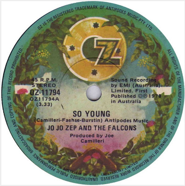 Jo Jo Zep And The Falcons : So Young (7", Single)