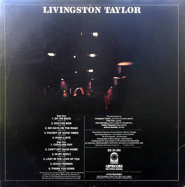 Livingston Taylor : Livingston Taylor (LP, Album, PR )