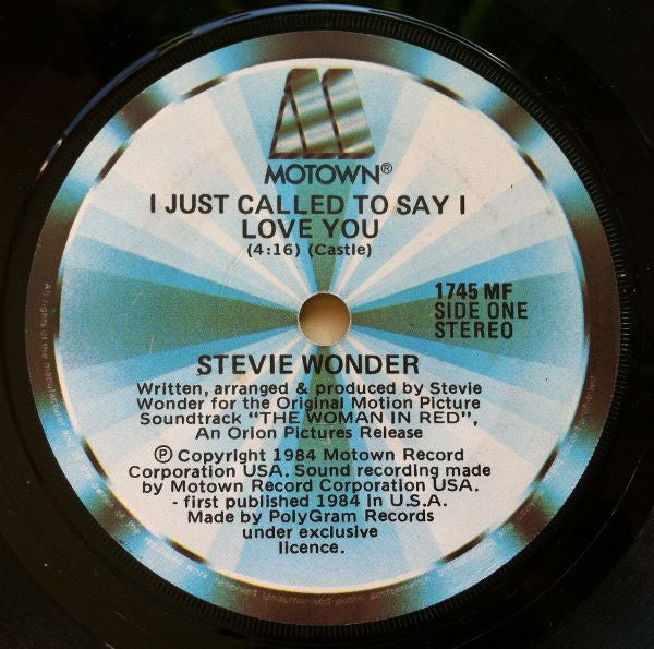 Stevie Wonder : I Just Called To Say I Love You (7&quot;, Single)