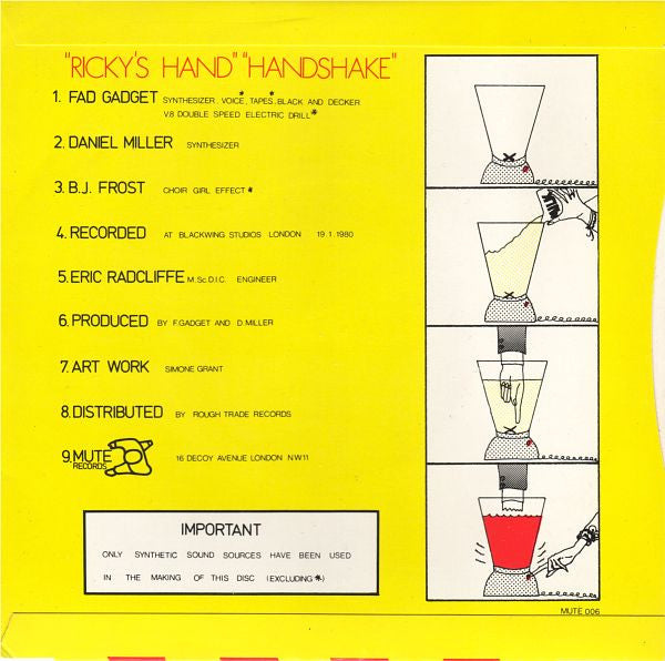 Fad Gadget : Ricky's Hand / Handshake (7", Single)