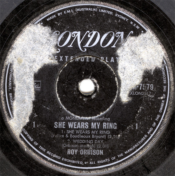 Roy Orbison : She Wears My Ring (7", EP, Mono)