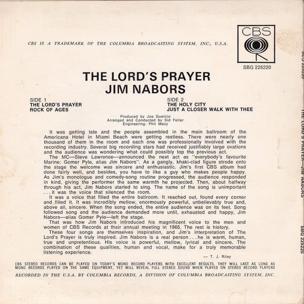 Jim Nabors : The Lord's Prayer (7", EP)