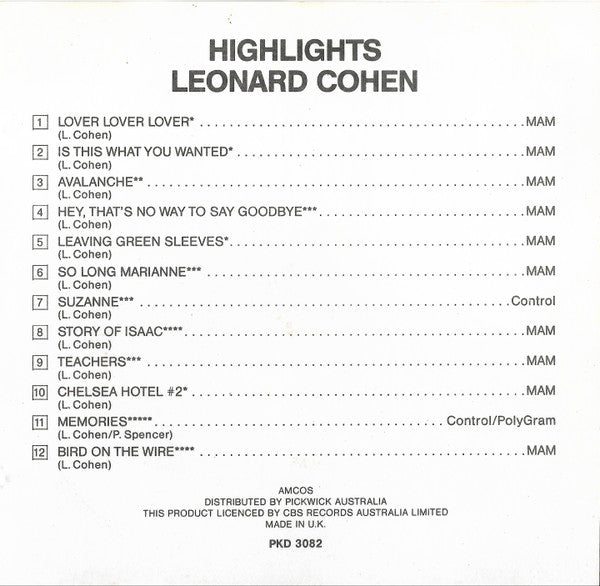 Leonard Cohen : Highlights (CD, Comp)