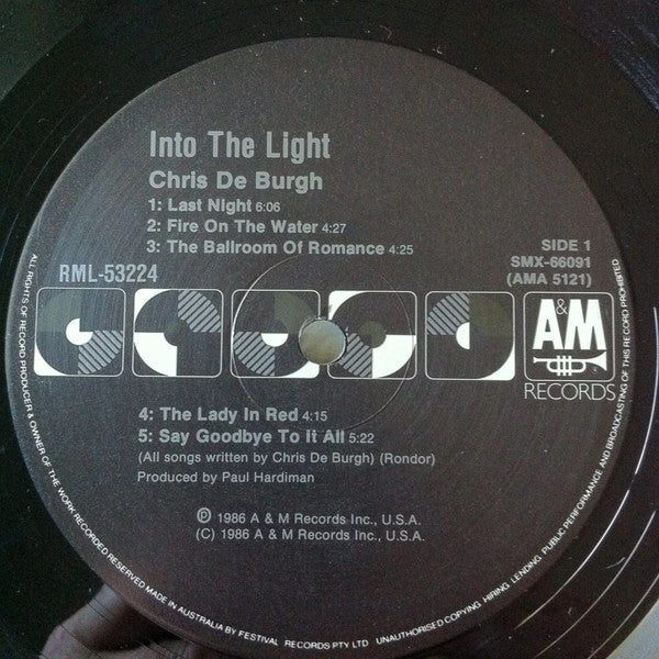 Chris de Burgh : Into The Light (LP, Album, RE)