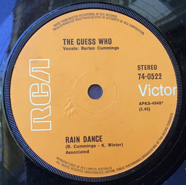 The Guess Who : Rain Dance / One Divided (7&quot;, Single)