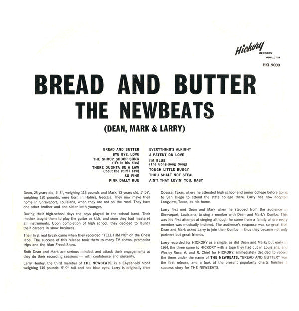 The Newbeats : Bread & Butter (LP, Album, Mono)