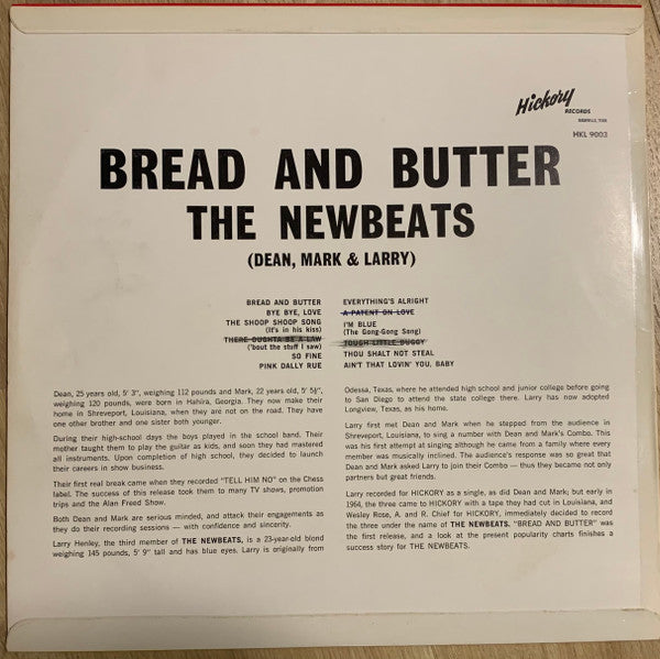 The Newbeats : Bread & Butter (LP, Album, Mono)