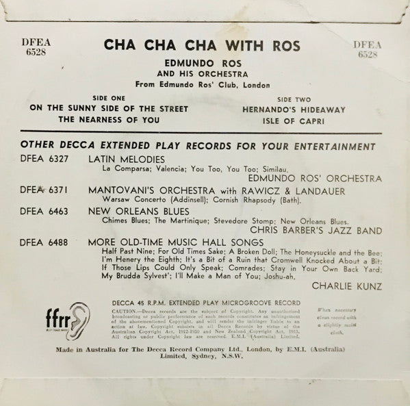 Edmundo Ros & His Orchestra : Cha Cha Cha With Ros (7", EP, Mono)