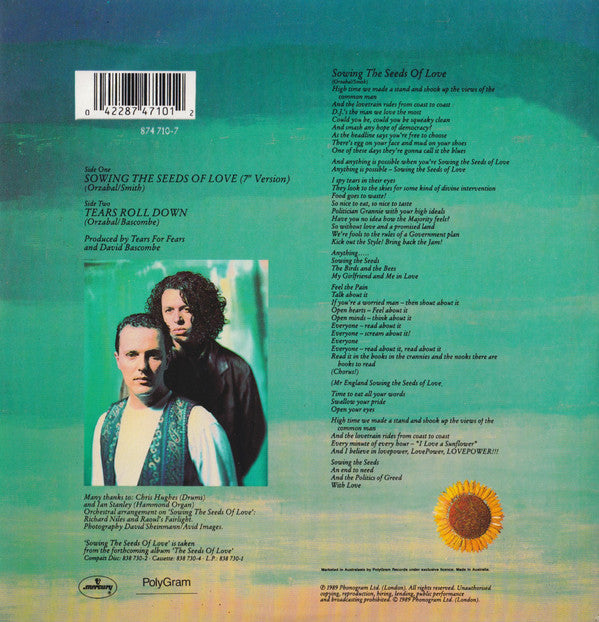 Tears For Fears : Sowing The Seeds Of Love (7", Single)