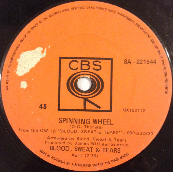 Blood, Sweat And Tears : Spinning Wheel (7&quot;, Single)