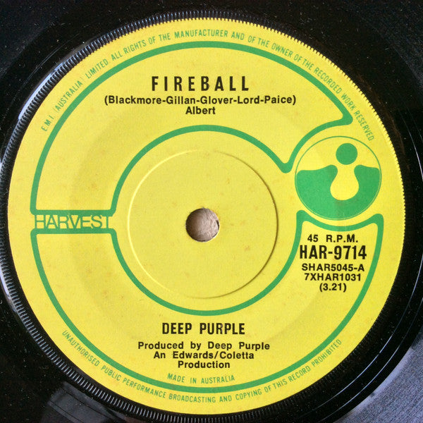 Deep Purple : Fireball (7&quot;, Single, Mono)