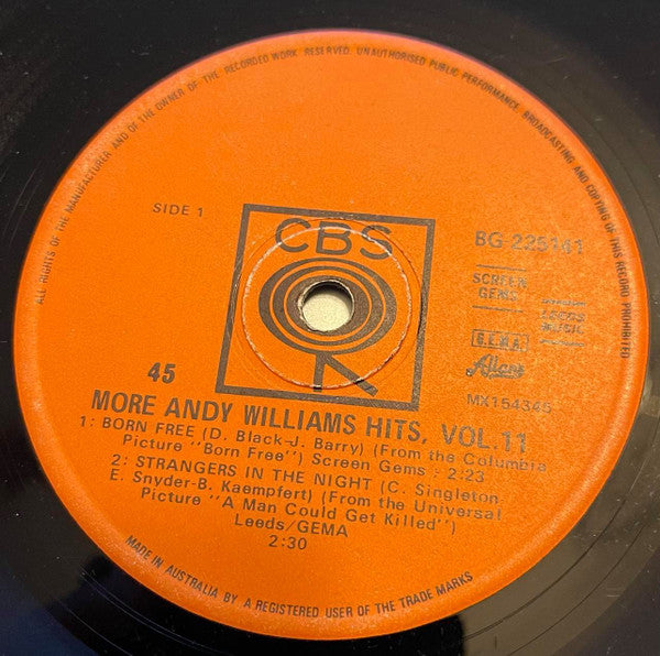 Andy Williams : More Andy Williams Hits - Vol. 11 (7&quot;, EP, Mono)