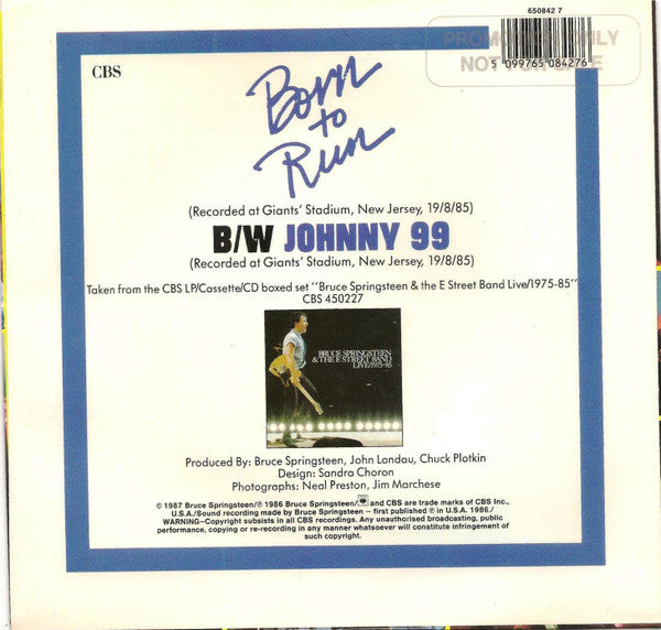 Bruce Springsteen & The E Street Band* : Born To Run (Live) (7", Single)