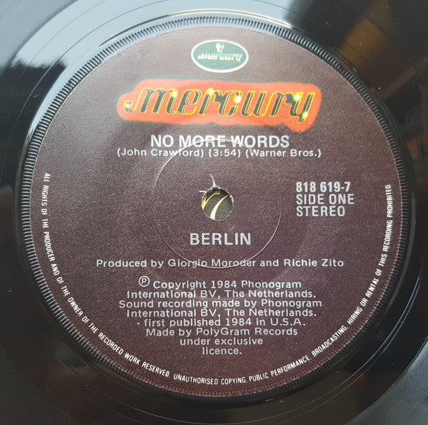 Berlin : No More Words (7", Single)