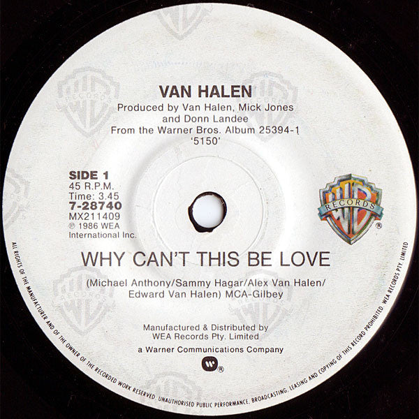 Van Halen : Why Can't This Be Love (7", Single)