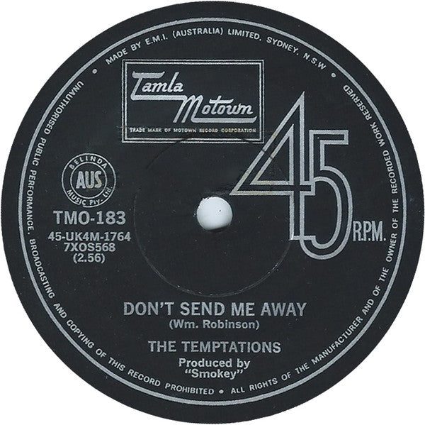 The Temptations : (Loneliness Made Me Realize) It's You That I Need / Don't Send Me Away (7", Single)