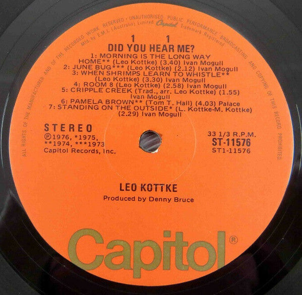 Leo Kottke : 1971-1976 "Did You Hear Me?" (LP, Comp, RE)