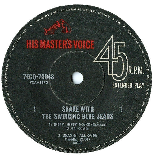 The Swinging Blue Jeans : Shake With The Swinging Blue Jeans (7", EP)