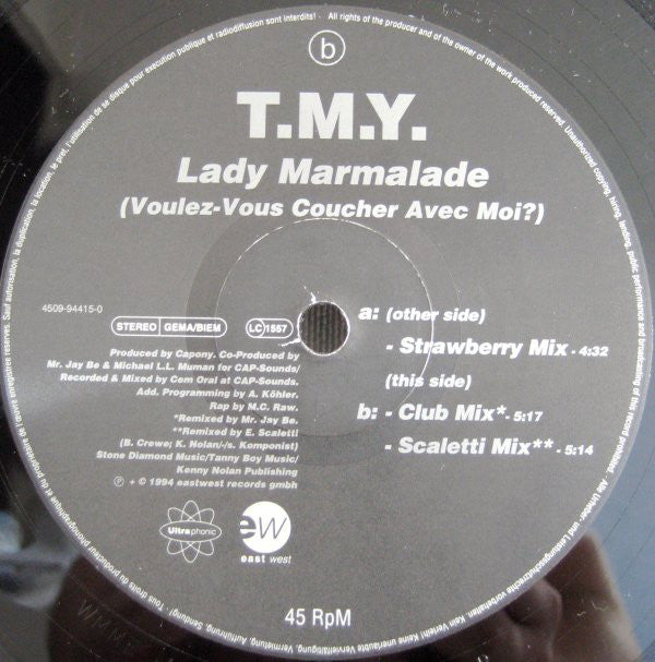 T.M.Y. : Lady Marmalade (Voulez-Vous Coucher Avec Moi?) (12", Maxi)