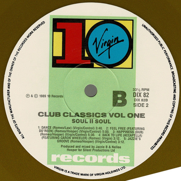 Soul II Soul : Club Classics Vol. One (LP, Album, Ltd, Gol)