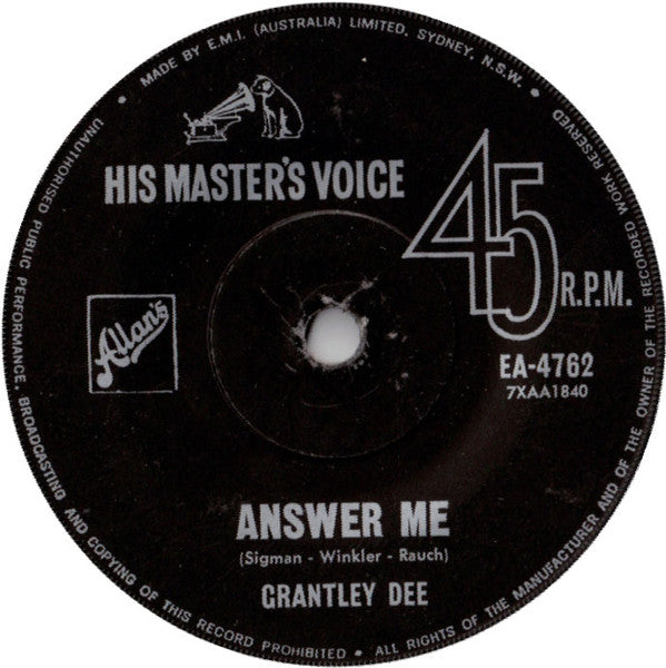 Grantley Dee : Answer Me / Let The Little Girl Dance (7", Single)