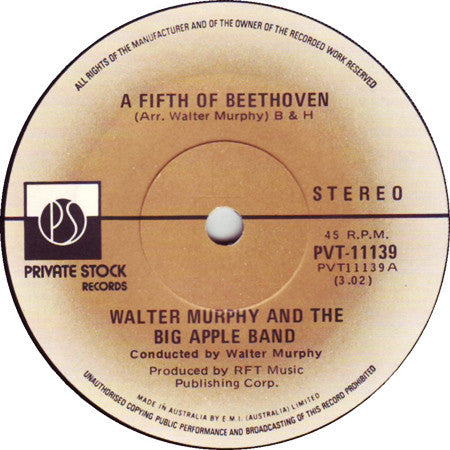 Walter Murphy &amp; The Big Apple Band : A Fifth Of Beethoven / California Strut (7&quot;, Single)