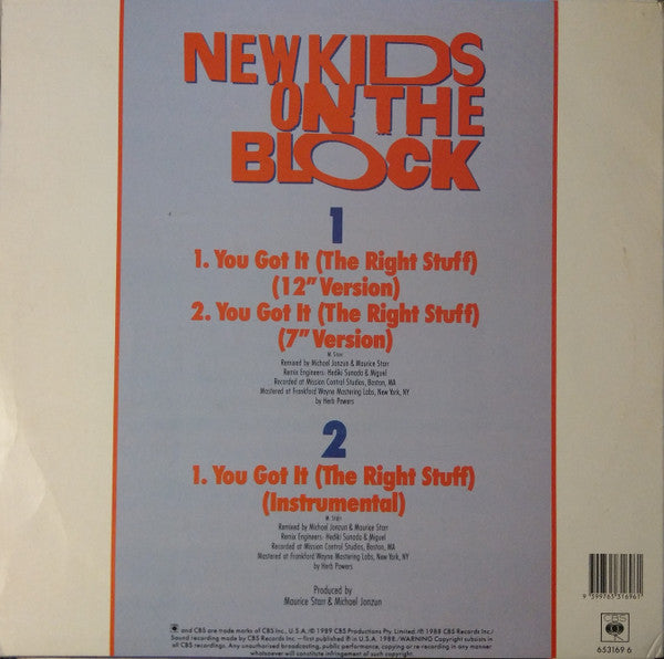 New Kids On The Block : You Got It (The Right Stuff) (12")