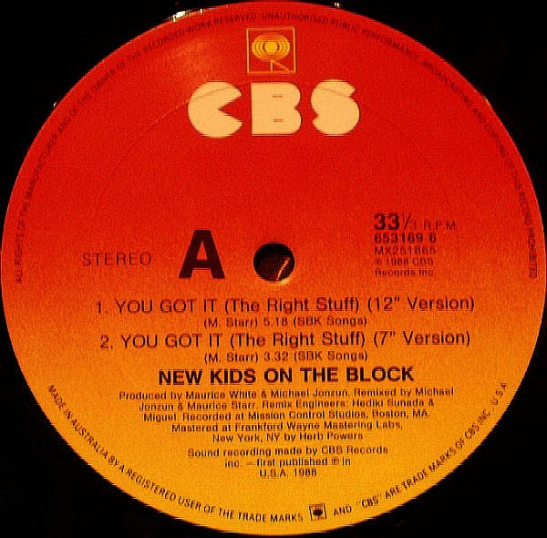 New Kids On The Block : You Got It (The Right Stuff) (12")