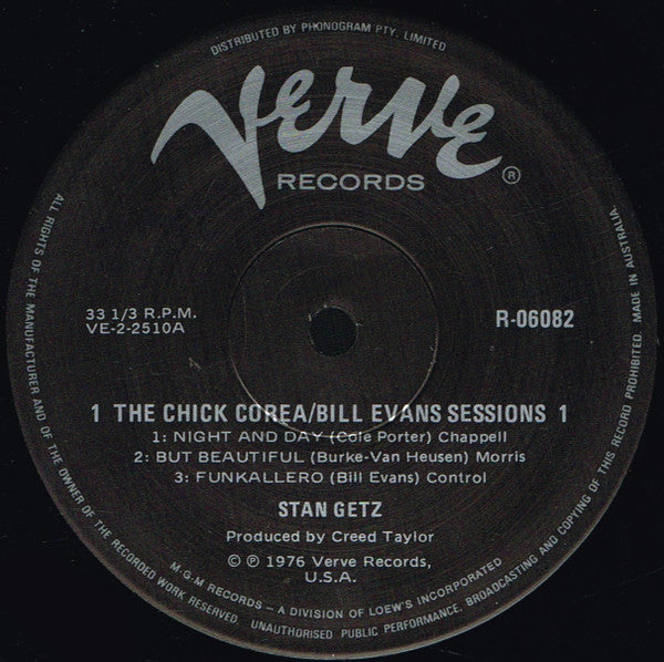 Stan Getz : The Chick Corea / Bill Evans Sessions (2xLP, Comp, Club, Gat)