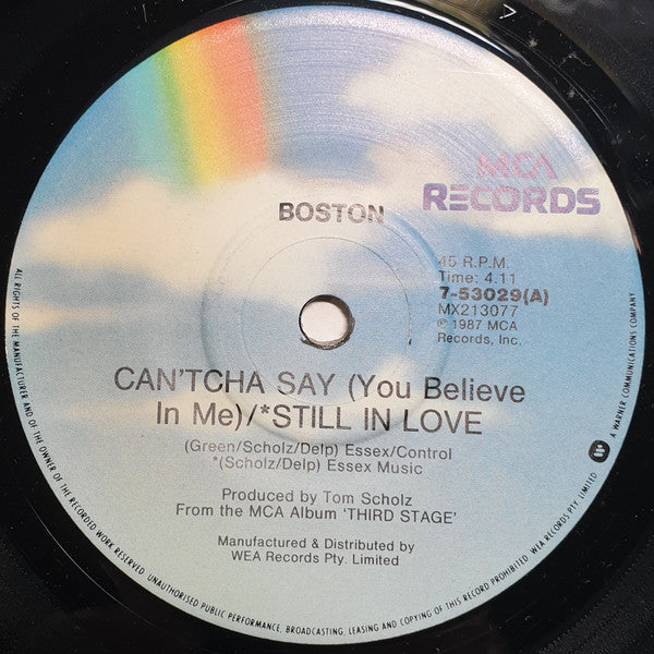 Boston : Can'tcha Say (You Believe In Me) / Still In Love (7", Single)