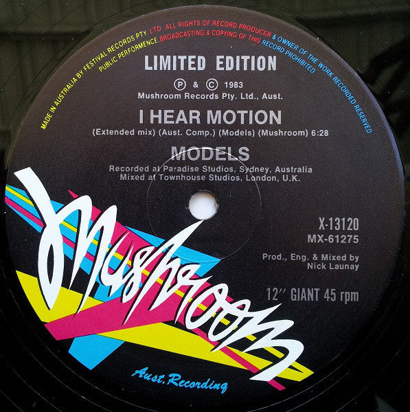 Models (2) : I Hear Motion (12", Single, Ltd)